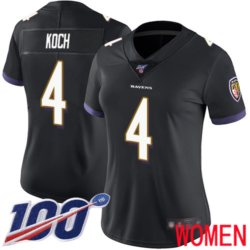 Baltimore Ravens Limited Black Women Sam Koch Alternate Jersey NFL Football 4 100th Season Vapor Untouchable